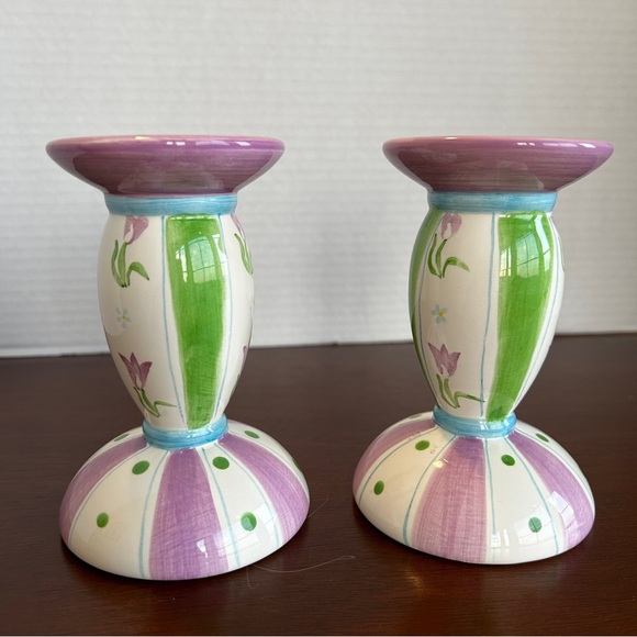 Set of 2 Ceramic Candle holders for Tealight Votive Pillar Candle Pastel Colours - Picture 3 of 7